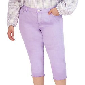 Alivia Ford Plus Size Relaxed Fit High Waist Frayed Hem Capri Pant Summer SZ 18W